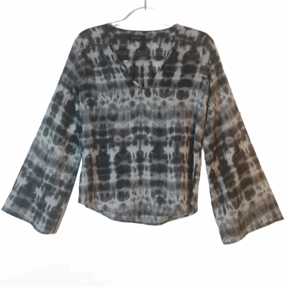 ANGL bell sleeve top semi sheer tie dye size M